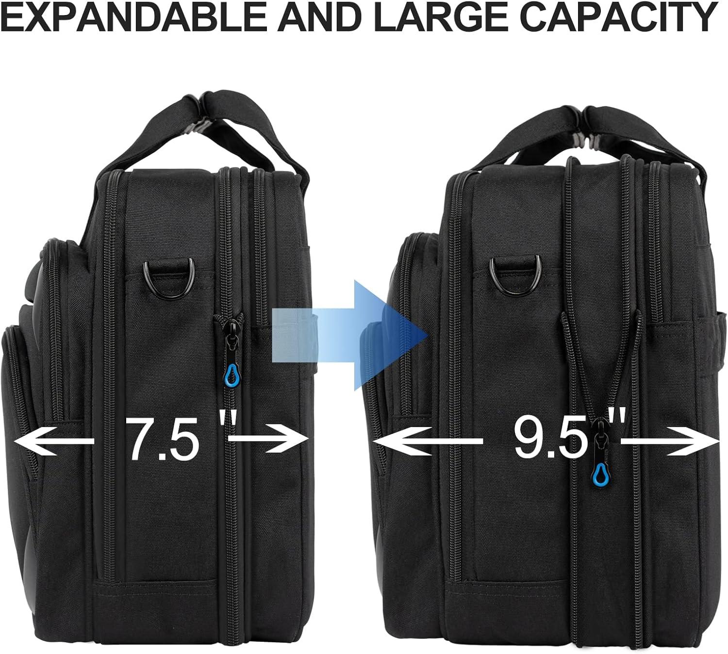 imageKROSER Laptop Bag 173 Inch Premium Laptop Briefcase Expandable Water Repellent Laptop Shoulder Messenger Bag Durable Computer Case for BusinessTravelMenWomen BlackRedBlackBlue