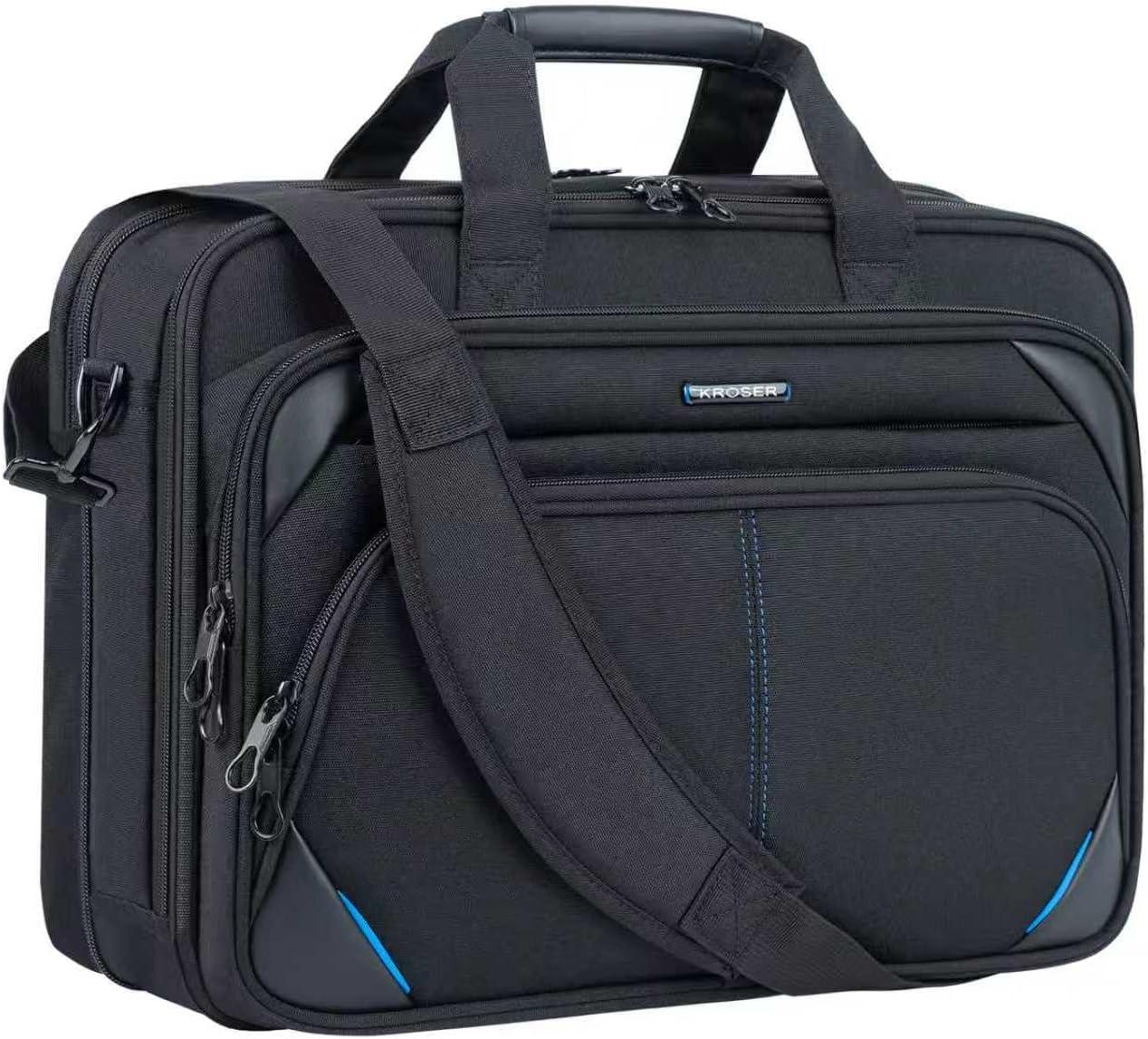imageKROSER Laptop Bag 173 Inch Premium Laptop Briefcase Expandable Water Repellent Laptop Shoulder Messenger Bag Durable Computer Case for BusinessTravelMenWomen BlackRedBlackBlue