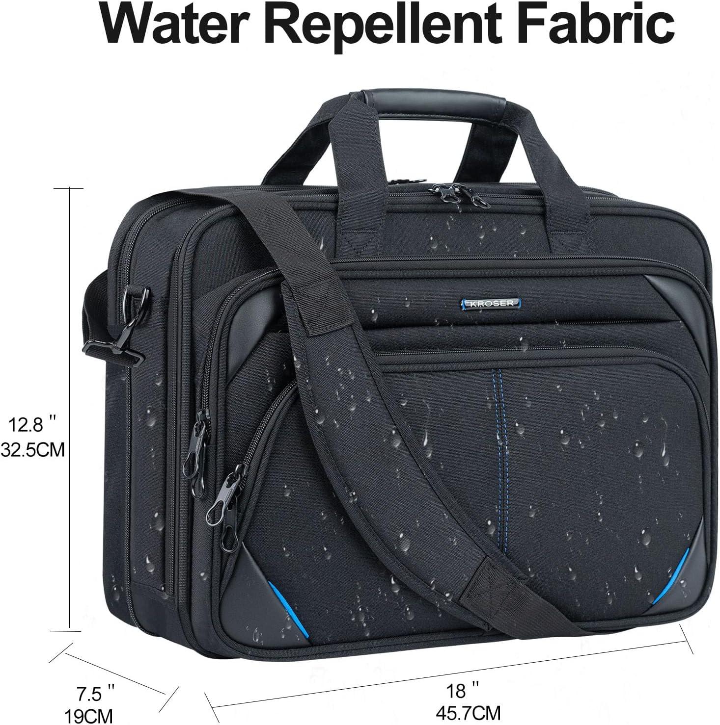 imageKROSER Laptop Bag 173 Inch Premium Laptop Briefcase Expandable Water Repellent Laptop Shoulder Messenger Bag Durable Computer Case for BusinessTravelMenWomen BlackRedBlackBlue