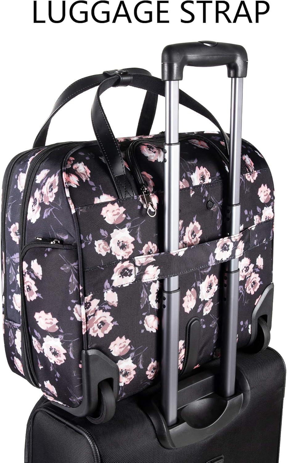 imageKROSER Rolling Laptop Bag Premium Rolling Laptop Briefcase Computer Bag Fits Up to 156 Inch Laptop Overnight Bag with RFID Pockets for TravelBusinessWomenRose