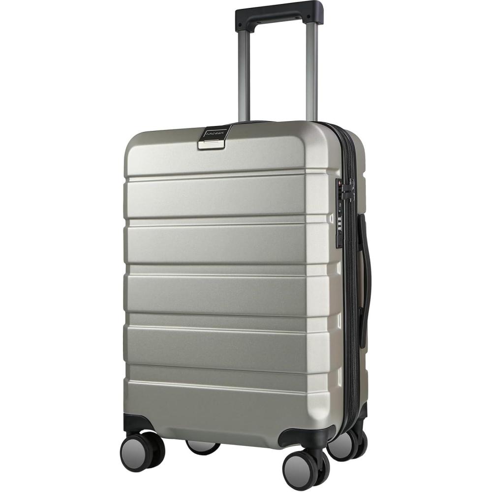 imageKROSER Hardside Expandable Carry On Luggage with Spinner Wheels amp Builtin TSA Lock Durable Suitcase Rolling Luggage with USB Port CarryOn 20Inch WhiteChampagne