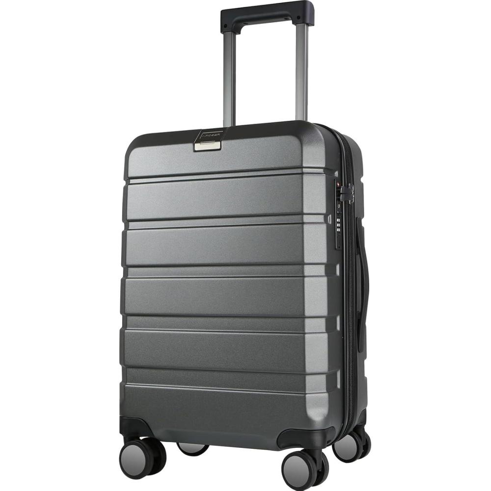 imageKROSER Hardside Expandable Carry On Luggage with Spinner Wheels amp Builtin TSA Lock Durable Suitcase Rolling Luggage with USB Port CarryOn 20Inch WhiteSteel Grey