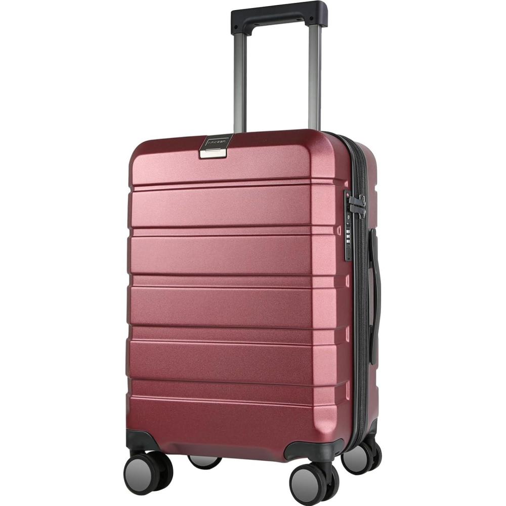 imageKROSER Hardside Expandable Carry On Luggage with Spinner Wheels amp Builtin TSA Lock Durable Suitcase Rolling Luggage with USB Port CarryOn 20Inch WhiteBurgundy