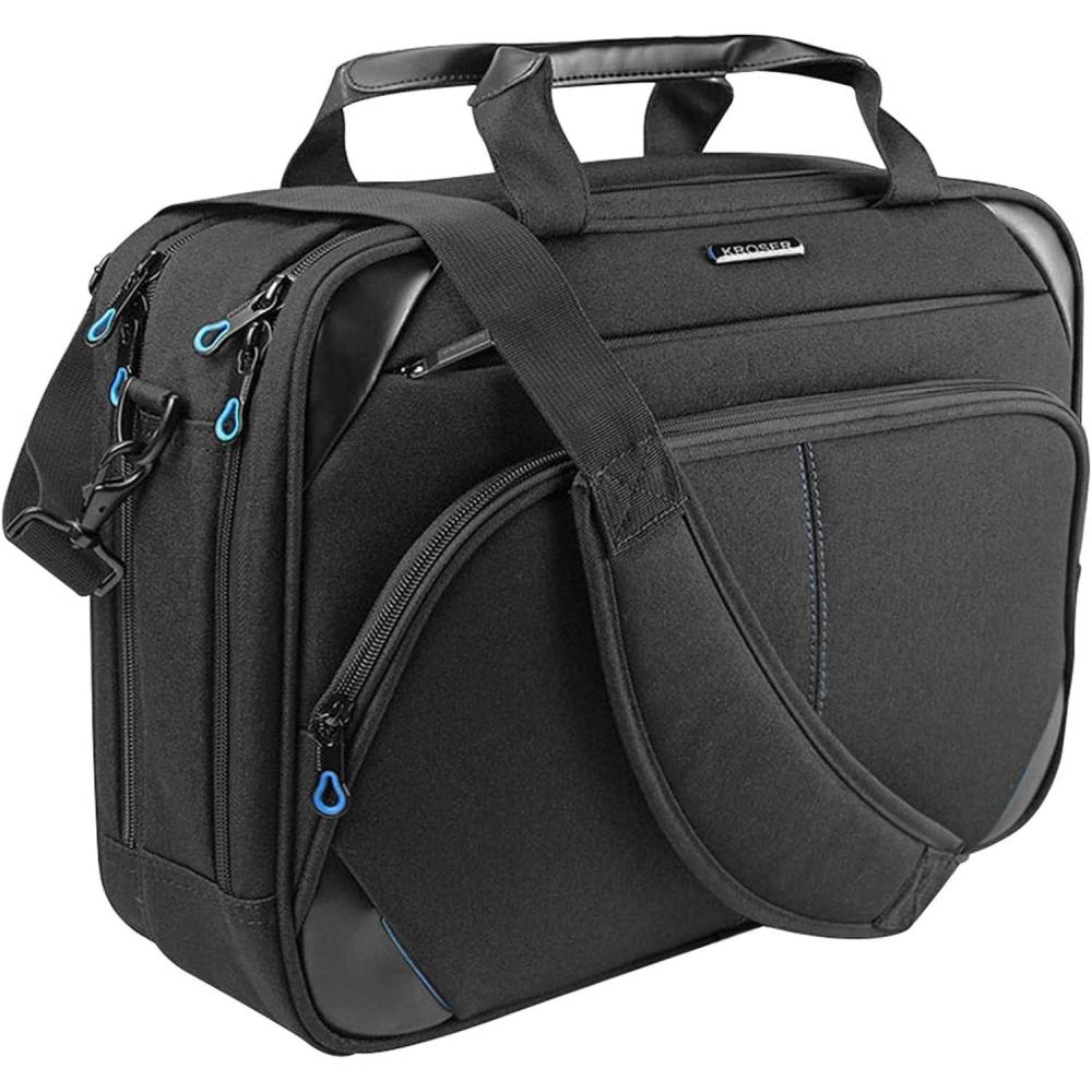 imageKROSER Laptop Bag 173 Inch Premium Laptop Briefcase Expandable Water Repellent Laptop Shoulder Messenger Bag Durable Computer Case for BusinessTravelMenWomen BlackRedBlackBlue