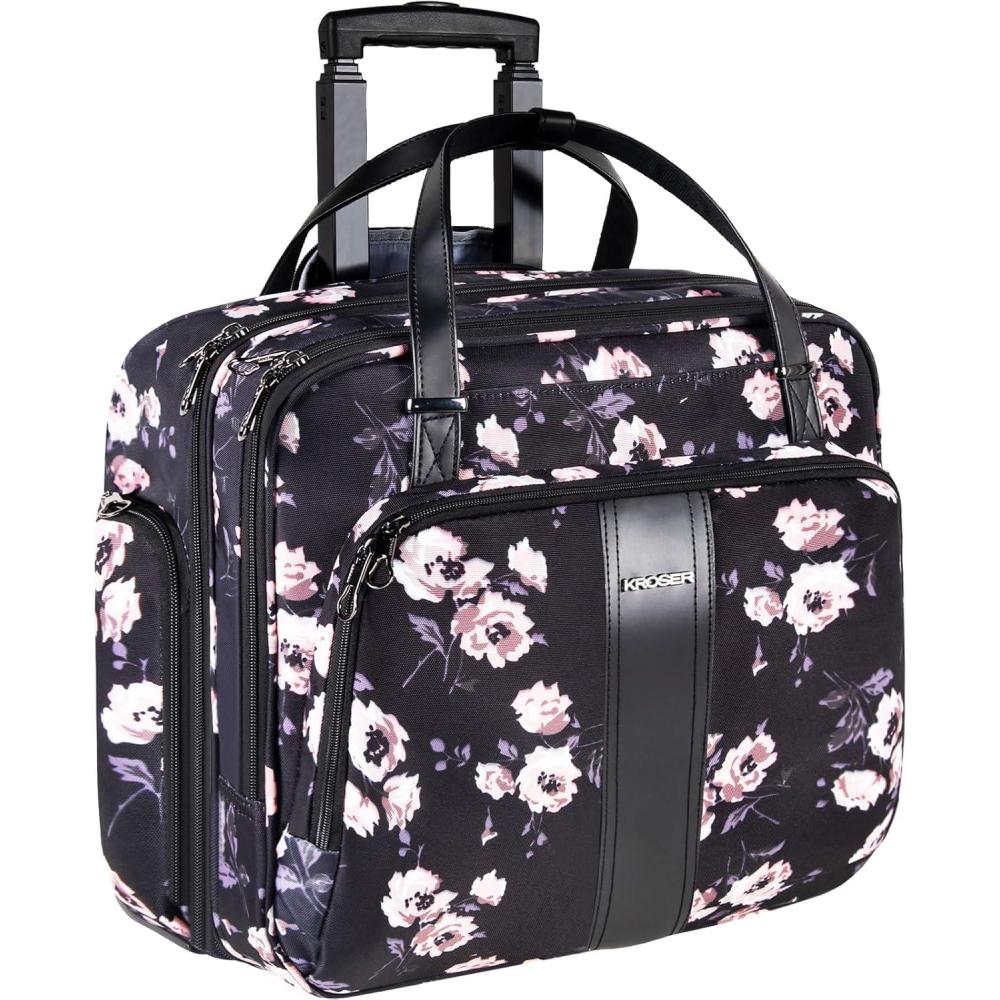 imageKROSER Rolling Laptop Bag Premium Rolling Laptop Briefcase Computer Bag Fits Up to 156 Inch Laptop Overnight Bag with RFID Pockets for TravelBusinessWomenRose