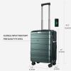 KROSER Carry On Luggage with Spinner Wheels & Built-in TSA Lock, Expandable Top Opening Hard Shell Suitcase Large Capacity Durable Rolling Luggage with USB Port, Carry-On 20-Inch, Light Blue(Dark Green)