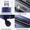 KROSER Carry On Luggage with Spinner Wheels & Built-in TSA Lock, Expandable Top Opening Hard Shell Suitcase Large Capacity Durable Rolling Luggage with USB Port, Carry-On 20-Inch, Light Blue(Navy)
