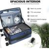 KROSER Carry On Luggage with Spinner Wheels & Built-in TSA Lock, Expandable Top Opening Hard Shell Suitcase Large Capacity Durable Rolling Luggage with USB Port, Carry-On 20-Inch, Light Blue(Navy)