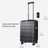 KROSER Carry On Luggage with Spinner Wheels & Built-in TSA Lock, Expandable Top Opening Hard Shell Suitcase Large Capacity Durable Rolling Luggage with USB Port, Carry-On 20-Inch, Light Blue(Steel Grey)