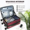 KROSER Carry On Luggage with Spinner Wheels & Built-in TSA Lock, Expandable Top Opening Hard Shell Suitcase Large Capacity Durable Rolling Luggage with USB Port, Carry-On 20-Inch, Light Blue(Burgundy)