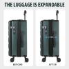 KROSER Carry On Luggage with Spinner Wheels & Built-in TSA Lock, Expandable Top Opening Hard Shell Suitcase Large Capacity Durable Rolling Luggage with USB Port, Carry-On 20-Inch, Light Blue(Dark Green)