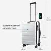 KROSER Carry On Luggage with Spinner Wheels & Built-in TSA Lock, Expandable Top Opening Hard Shell Suitcase Large Capacity Durable Rolling Luggage with USB Port, Carry-On 20-Inch, Light Blue(White)