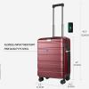 KROSER Carry On Luggage with Spinner Wheels & Built-in TSA Lock, Expandable Top Opening Hard Shell Suitcase Large Capacity Durable Rolling Luggage with USB Port, Carry-On 20-Inch, Light Blue(Burgundy)