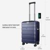 KROSER Carry On Luggage with Spinner Wheels & Built-in TSA Lock, Expandable Top Opening Hard Shell Suitcase Large Capacity Durable Rolling Luggage with USB Port, Carry-On 20-Inch, Light Blue(Navy)