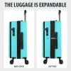 KROSER Carry On Luggage with Spinner Wheels & Built-in TSA Lock, Expandable Top Opening Hard Shell Suitcase Large Capacity Durable Rolling Luggage with USB Port, Carry-On 20-Inch, Light Blue(Lake Blue)
