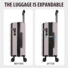 KROSER Carry On Luggage with Spinner Wheels & Built-in TSA Lock, Expandable Top Opening Hard Shell Suitcase Large Capacity Durable Rolling Luggage with USB Port, Carry-On 20-Inch, Light Blue(Matte Purple/Pink)