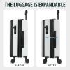 KROSER Carry On Luggage with Spinner Wheels & Built-in TSA Lock, Expandable Top Opening Hard Shell Suitcase Large Capacity Durable Rolling Luggage with USB Port, Carry-On 20-Inch, Light Blue(White)
