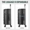 KROSER Carry On Luggage with Spinner Wheels & Built-in TSA Lock, Expandable Top Opening Hard Shell Suitcase Large Capacity Durable Rolling Luggage with USB Port, Carry-On 20-Inch, Light Blue(Steel Grey)