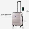 KROSER Carry On Luggage with Spinner Wheels & Built-in TSA Lock, Expandable Top Opening Hard Shell Suitcase Large Capacity Durable Rolling Luggage with USB Port, Carry-On 20-Inch, Light Blue(Matte Purple/Pink)