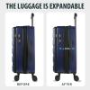KROSER Carry On Luggage with Spinner Wheels & Built-in TSA Lock, Expandable Top Opening Hard Shell Suitcase Large Capacity Durable Rolling Luggage with USB Port, Carry-On 20-Inch, Light Blue(Navy)