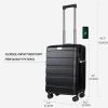 KROSER Carry On Luggage with Spinner Wheels & Built-in TSA Lock, Expandable Top Opening Hard Shell Suitcase Large Capacity Durable Rolling Luggage with USB Port, Carry-On 20-Inch, Light Blue(Black)