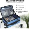 KROSER Carry On Luggage with Spinner Wheels & Built-in TSA Lock, Expandable Top Opening Hard Shell Suitcase Large Capacity Durable Rolling Luggage with USB Port, Carry-On 20-Inch, Light Blue(Light Blue)