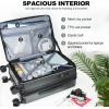 KROSER Carry On Luggage with Spinner Wheels & Built-in TSA Lock, Expandable Top Opening Hard Shell Suitcase Large Capacity Durable Rolling Luggage with USB Port, Carry-On 20-Inch, Light Blue(Steel Grey)
