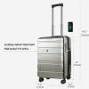 KROSER Carry On Luggage with Spinner Wheels & Built-in TSA Lock, Expandable Top Opening Hard Shell Suitcase Large Capacity Durable Rolling Luggage with USB Port, Carry-On 20-Inch, Light Blue(Champagne)