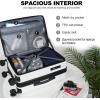 KROSER Carry On Luggage with Spinner Wheels & Built-in TSA Lock, Expandable Top Opening Hard Shell Suitcase Large Capacity Durable Rolling Luggage with USB Port, Carry-On 20-Inch, Light Blue(White)