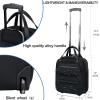 KROSER Carry On Underseat Multi-functional, 16-inch Underseater Lightweight Overnight Suitcase for Women, Haze Blue(Black)