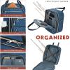 KROSER Carry On Underseat Multi-functional, 16-inch Underseater Lightweight Overnight Suitcase for Women, Haze Blue(Haze Blue/Gold)