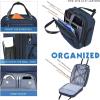 KROSER Carry On Underseat Multi-functional, 16-inch Underseater Lightweight Overnight Suitcase for Women, Haze Blue(Navy)