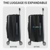 KROSER Hardside Expandable Carry On Luggage 22x14x9 Airline Approved With Front Business Pockets, 20 Inch Suitcases with Wheels, Carry on Suitcase with TSA Lock & USB Port, Black(Black/Army Green)