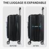 KROSER Hardside Expandable Carry On Luggage 22x14x9 Airline Approved With Front Business Pockets, 20 Inch Suitcases with Wheels, Carry on Suitcase with TSA Lock & USB Port, Black(Black/Haze Blue)
