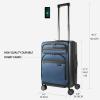 KROSER Hardside Expandable Carry On Luggage 22x14x9 Airline Approved With Front Business Pockets, 20 Inch Suitcases with Wheels, Carry on Suitcase with TSA Lock & USB Port, Black(Black/Haze Blue)