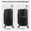 KROSER Hardside Expandable Carry On Luggage 22x14x9 Airline Approved With Front Business Pockets, 20 Inch Suitcases with Wheels, Carry on Suitcase with TSA Lock & USB Port, Black(Black/Dark Red)
