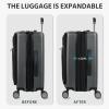 KROSER Hardside Expandable Carry On Luggage 22x14x9 Airline Approved With Front Business Pockets, 20 Inch Suitcases with Wheels, Carry on Suitcase with TSA Lock & USB Port, Black(Steel Grey)
