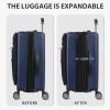 KROSER Hardside Expandable Carry On Luggage 22x14x9 Airline Approved With Front Business Pockets, 20 Inch Suitcases with Wheels, Carry on Suitcase with TSA Lock & USB Port, Black(Navy)