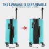 KROSER Hardside Expandable Carry On Luggage with Spinner Wheels & Built-in TSA Lock, Durable Suitcase Rolling Luggage with USB Port, Carry-On 20-Inch, Green(Lake Blue)