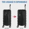 KROSER Hardside Expandable Carry On Luggage with Spinner Wheels & Built-in TSA Lock, Durable Suitcase Rolling Luggage with USB Port, Carry-On 20-Inch, White(Black)