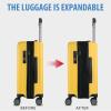 KROSER Hardside Expandable Carry On Luggage with Spinner Wheels & Built-in TSA Lock, Durable Suitcase Rolling Luggage with USB Port, Carry-On 20-Inch, White(Yellow)