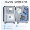 KROSER Hardside Expandable Carry On Luggage with Spinner Wheels & Built-in TSA Lock, Durable Suitcase Rolling Luggage with USB Port, Carry-On 20-Inch, White(Light Blue)