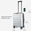 KROSER Hardside Expandable Carry On Luggage with Spinner Wheels & Built-in TSA Lock, Durable Suitcase Rolling Luggage with USB Port, Carry-On 20-Inch, White(Silver Grey)