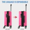 KROSER Hardside Expandable Carry On Luggage with Spinner Wheels & Built-in TSA Lock, Durable Suitcase Rolling Luggage with USB Port, Carry-On 20-Inch, White(Magenta)