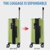 KROSER Hardside Expandable Carry On Luggage with Spinner Wheels & Built-in TSA Lock, Durable Suitcase Rolling Luggage with USB Port, Carry-On 20-Inch, White(Green)