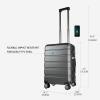 KROSER Hardside Expandable Carry On Luggage with Spinner Wheels & Built-in TSA Lock, Durable Suitcase Rolling Luggage with USB Port, Carry-On 20-Inch, White(Steel Grey)