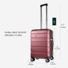 KROSER Hardside Expandable Carry On Luggage with Spinner Wheels & Built-in TSA Lock, Durable Suitcase Rolling Luggage with USB Port, Carry-On 20-Inch, White(Burgundy)