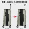 KROSER Hardside Expandable Carry On Luggage with Spinner Wheels & Built-in TSA Lock, Durable Suitcase Rolling Luggage with USB Port, Carry-On 20-Inch, White(Champagne)
