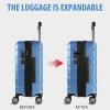 KROSER Hardside Expandable Carry On Luggage with Spinner Wheels & Built-in TSA Lock, Durable Suitcase Rolling Luggage with USB Port, Carry-On 20-Inch, White(Light Blue)