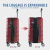 KROSER Hardside Expandable Carry On Luggage with Spinner Wheels & Built-in TSA Lock, Durable Suitcase Rolling Luggage with USB Port, Carry-On 20-Inch, White(Burgundy)